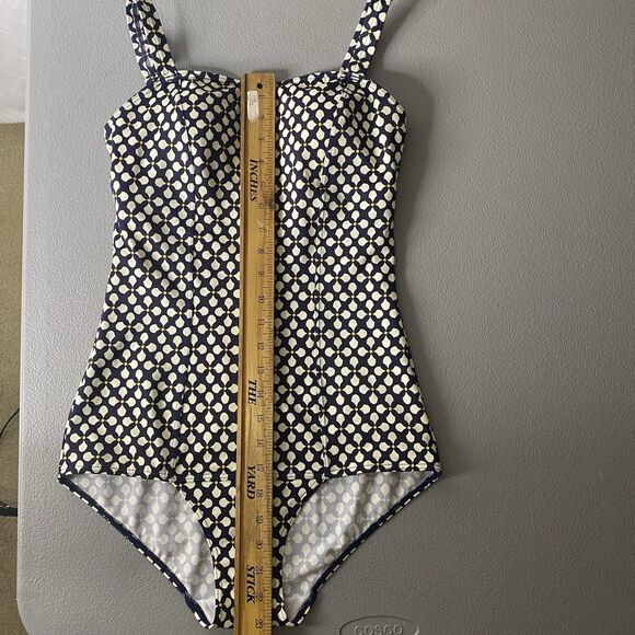 Tu Swimsuit Size US 8 10 Navy Yellow Lightly Padded Bust Adjustable Straps UK 12 - Picture 8 of 10